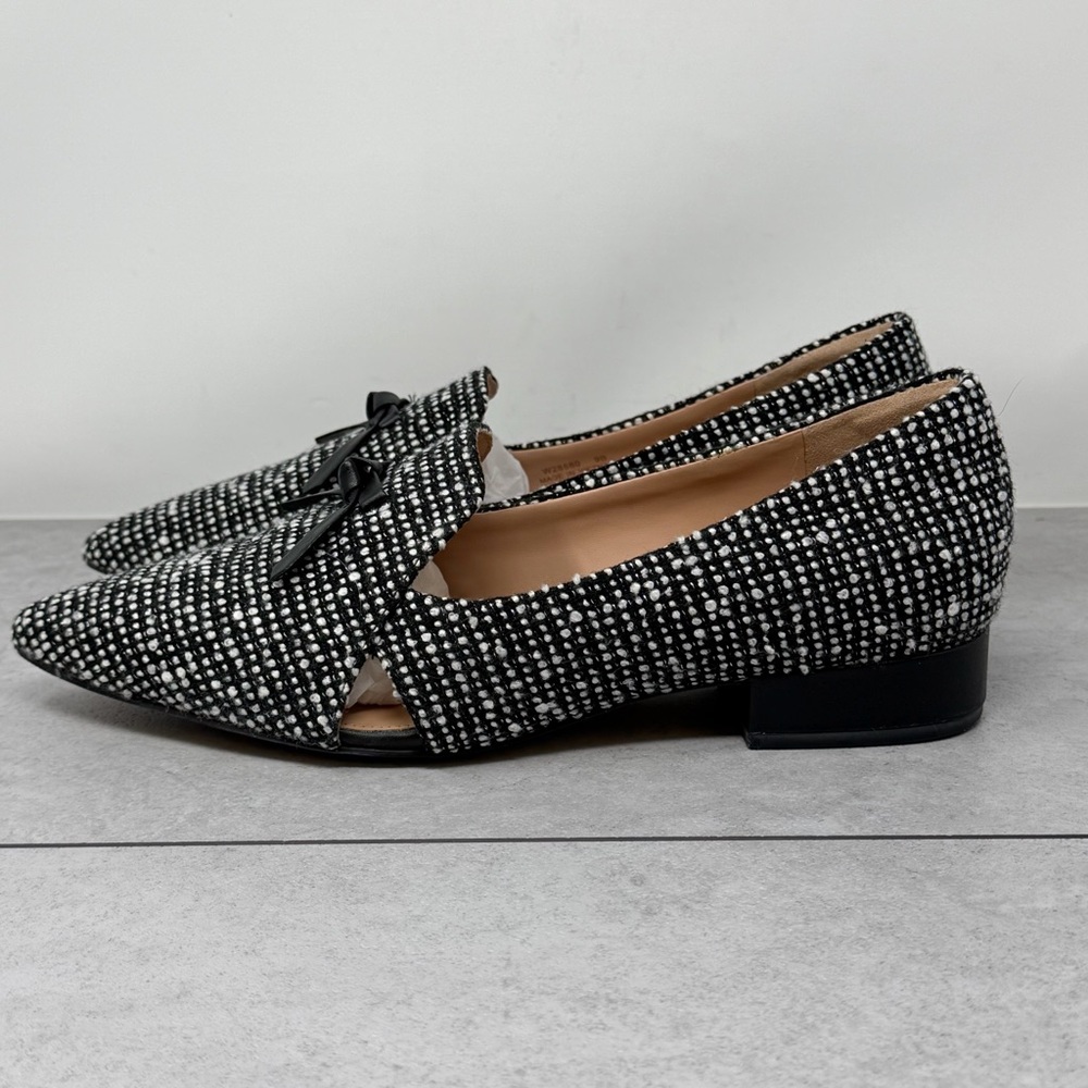 Cole Haan Viola Black & White Tweed Pointed Toe Skimmers/Loafers Size 9B - Picture 1 of 11
